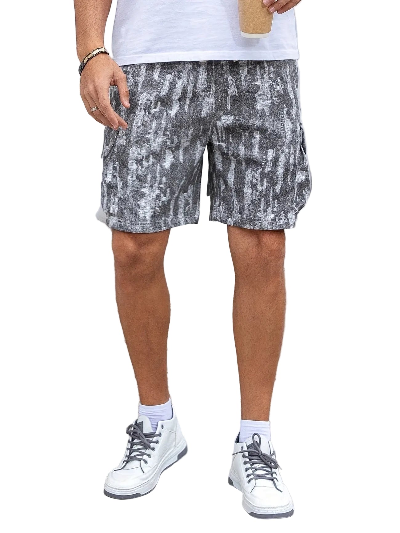 Men's Abstract Print Mid Length Cargo Shorts