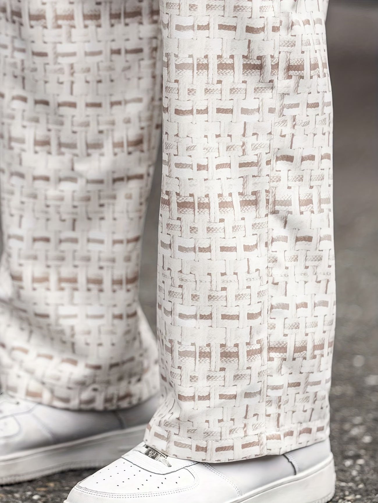 Men's Geometric Print Straight Leg Trousers
