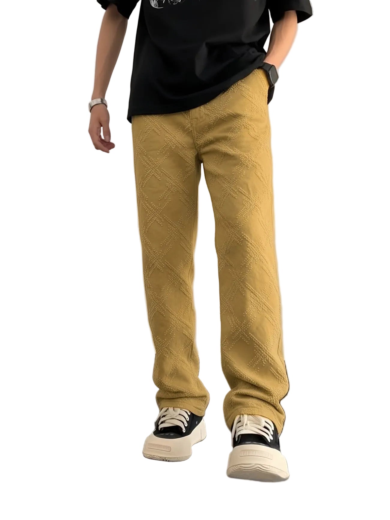 Men's Textured Dot Straight Leg Trousers