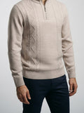 Men's Autumn Aran Cable Half Zip Jumper