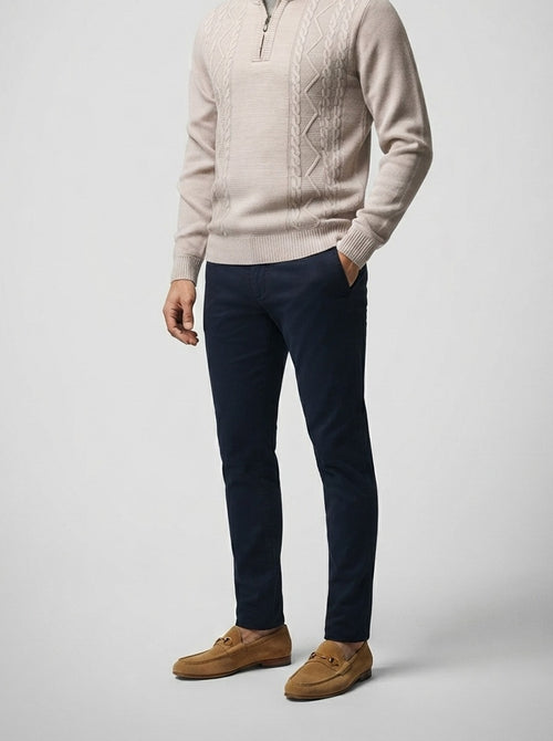 Men's Autumn Aran Cable Half Zip Jumper