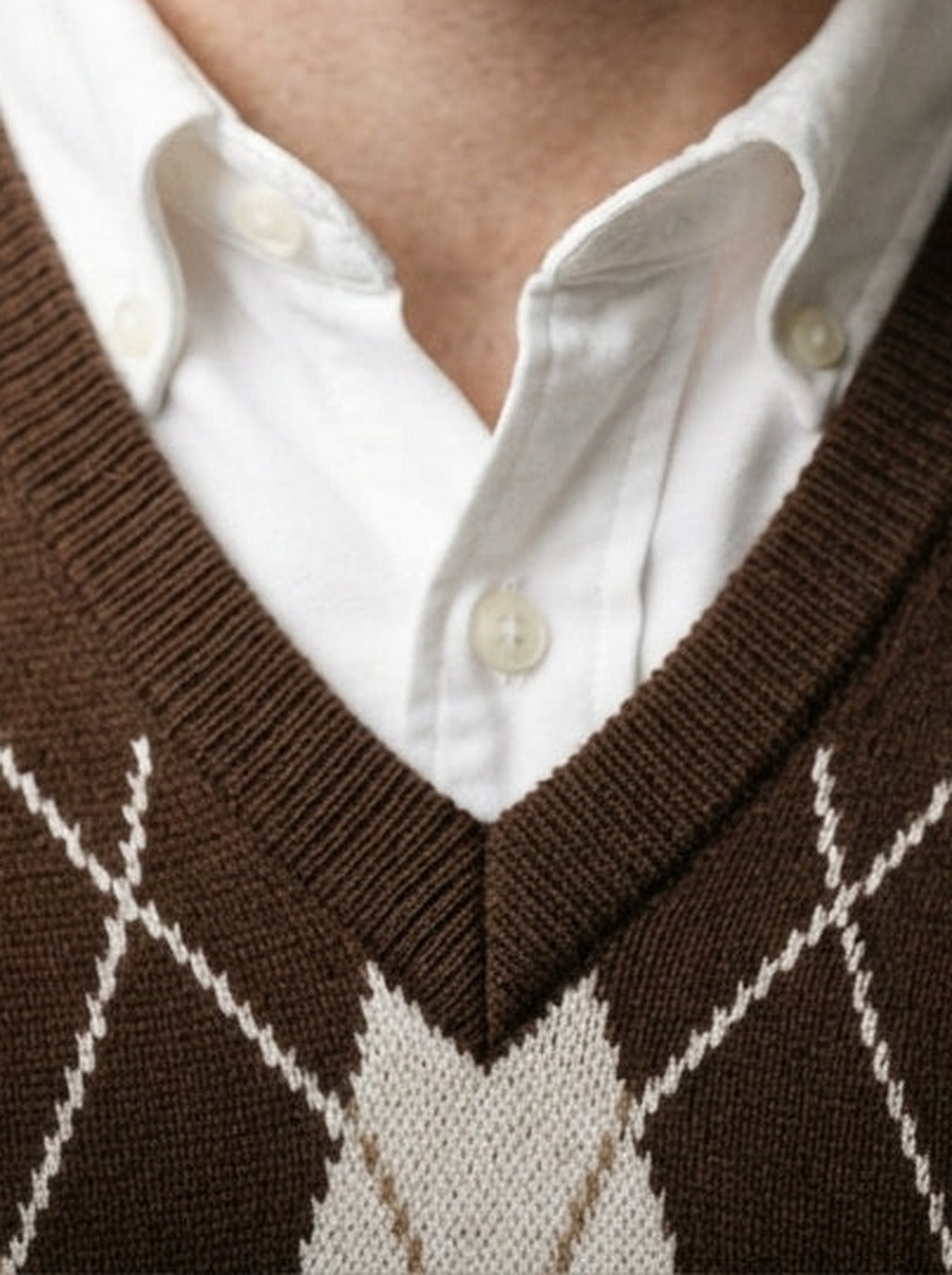 Men's Autumn Argyle Knit Sleeveless Jumper Vest