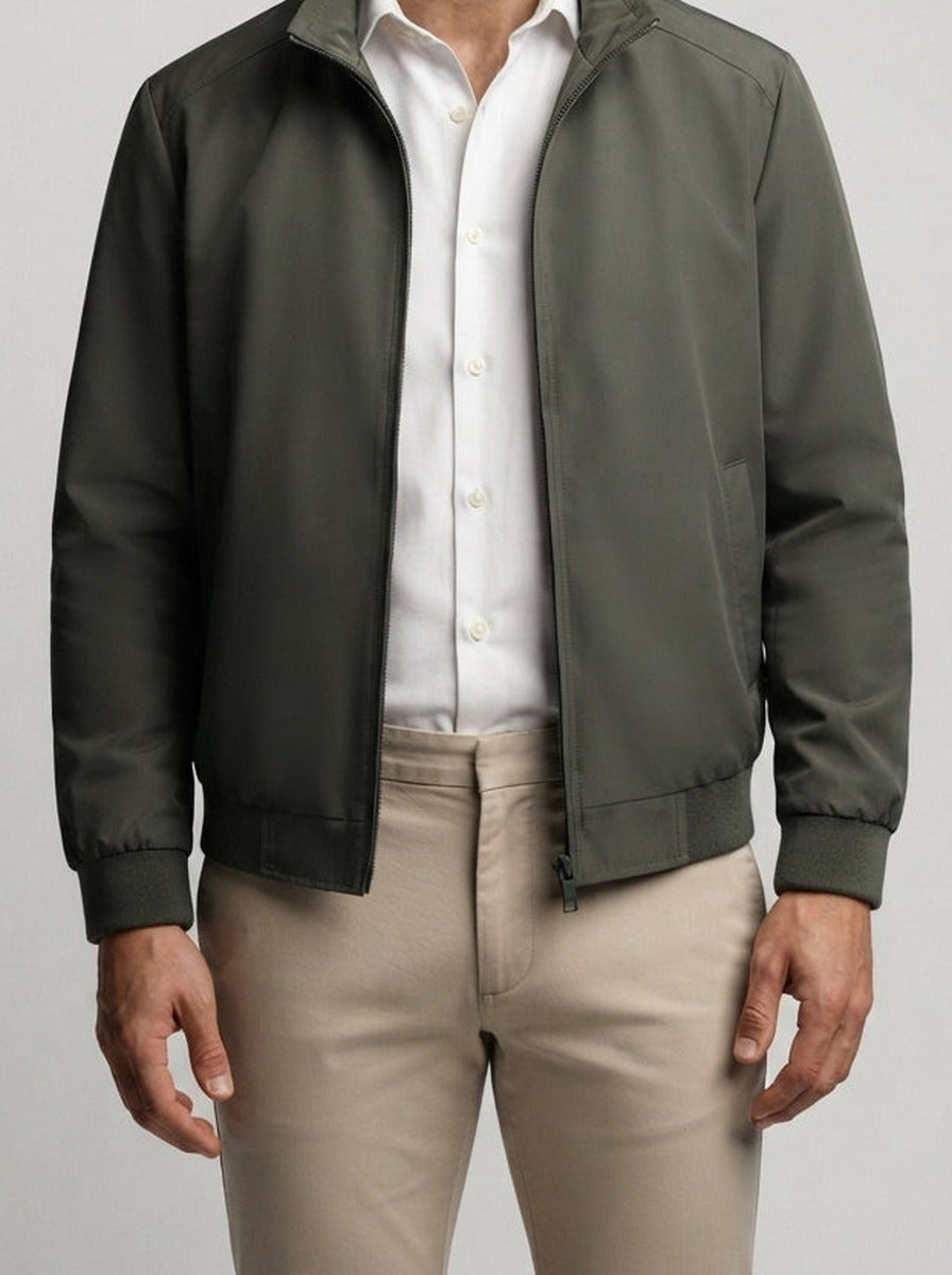 Men's Autumn Bomber Jacket with Zip Front