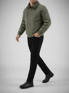 Men's Autumn Borg Collar Flight Jacket with Zip Sleeve Pocket