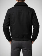 Men's Autumn Borg Collar Flight Jacket with Zip Sleeve Pocket
