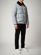 Men's Autumn Box Quilted Puffer Jacket with Fur Collar