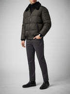 Men's Autumn Box Quilted Puffer Jacket with Fur Collar