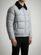 Men's Autumn Box Quilted Puffer Jacket with Fur Collar