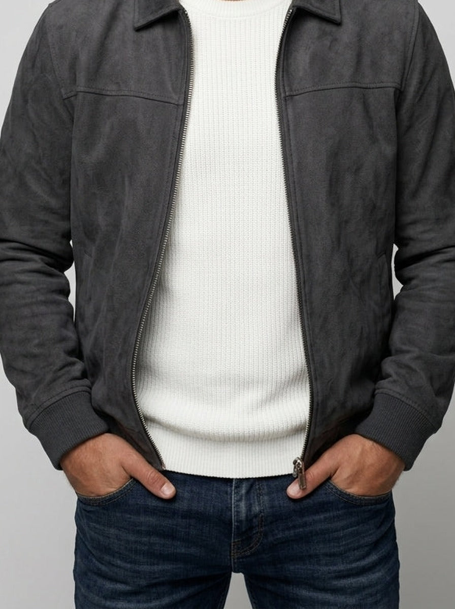 Men's Autumn Brushed Collared Full Zip Jacket