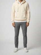 Men's Autumn Brushed Cotton Hoodie with Notch Neck and Kangaroo Pocket