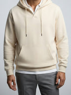 Men's Autumn Brushed Cotton Hoodie with Notch Neck and Kangaroo Pocket