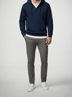 Men's Autumn Brushed Cotton Hoodie with Notch Neck and Kangaroo Pocket