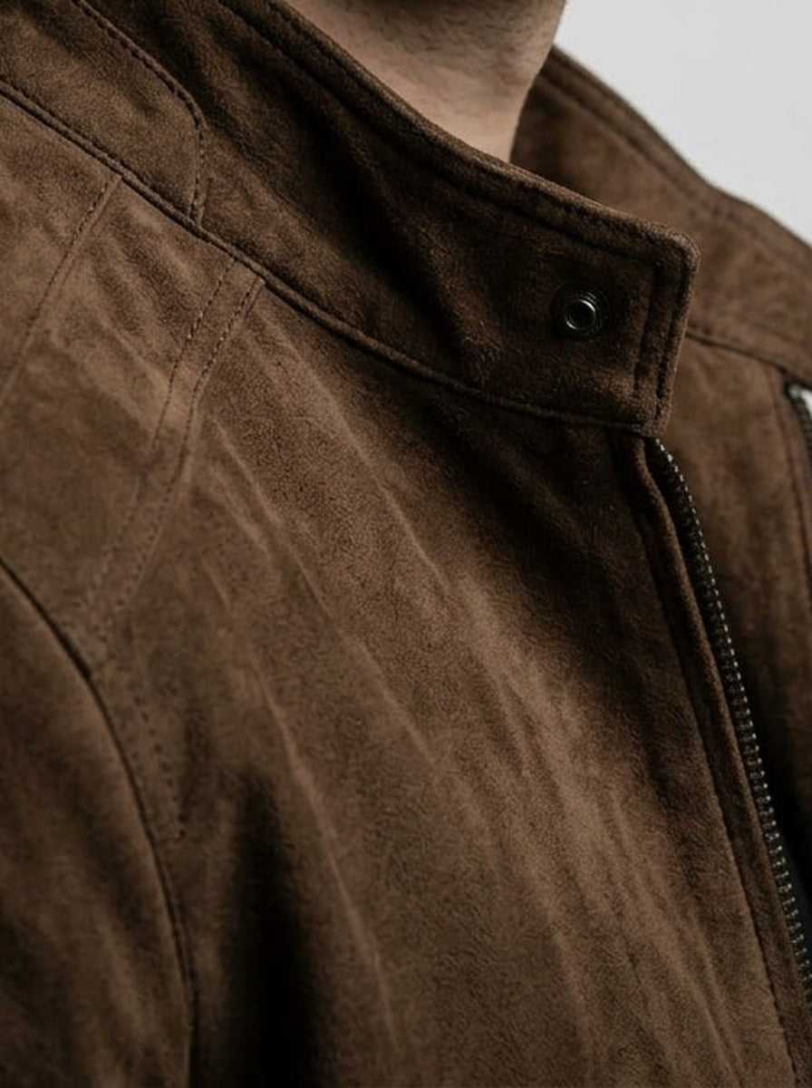Men's Autumn Brushed Full Zip Jacket with Stand Collar