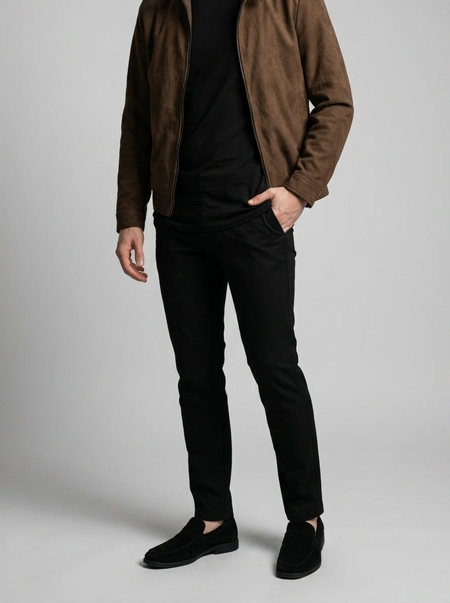 Men's Autumn Brushed Full Zip Jacket with Stand Collar