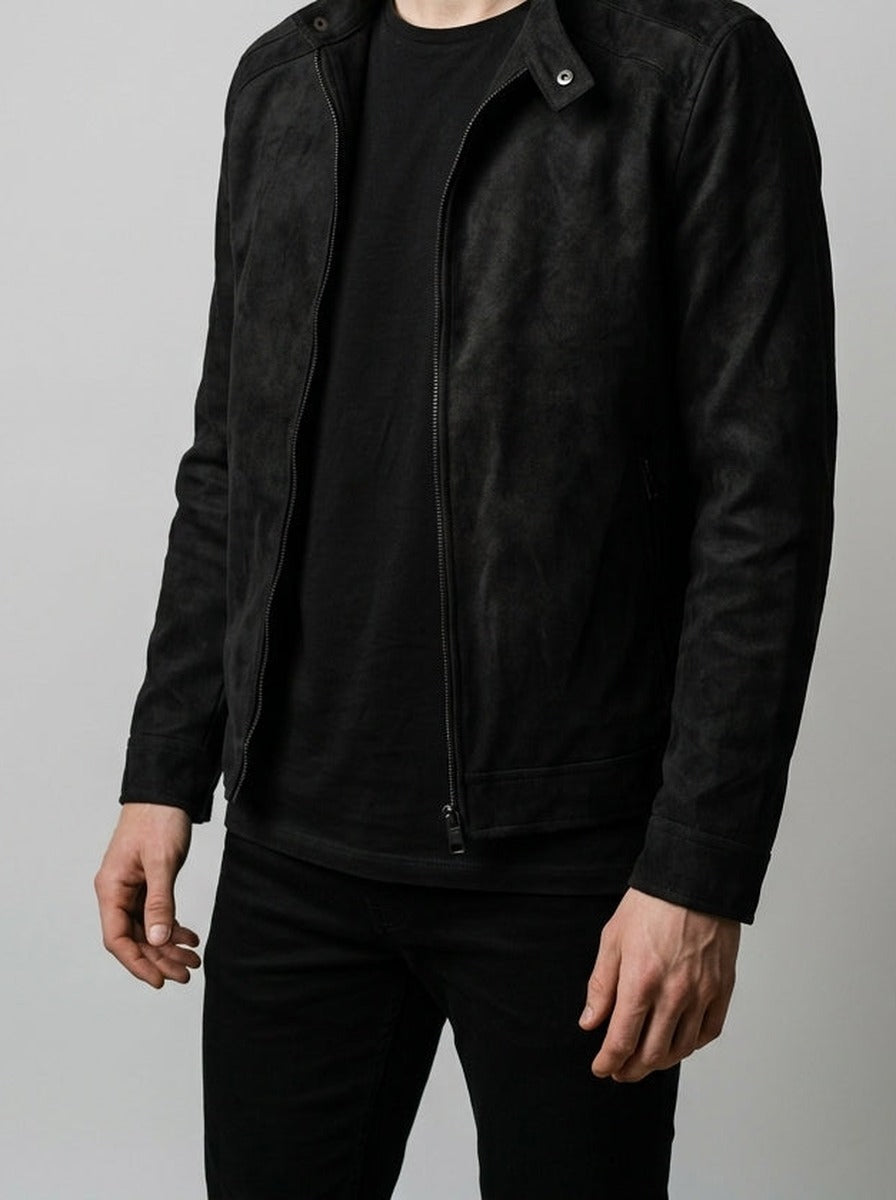 Men's Autumn Brushed Full Zip Jacket with Stand Collar