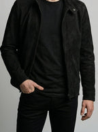 Men's Autumn Brushed Full Zip Jacket with Stand Collar