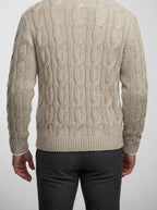 Men's Autumn Cable Knit Cardigan with Shawl Collar
