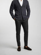 Men's Autumn Cable Knit Cardigan with Shawl Collar