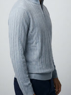 Men's Autumn Cable Knit Half Zip Jumper with Mock Collar