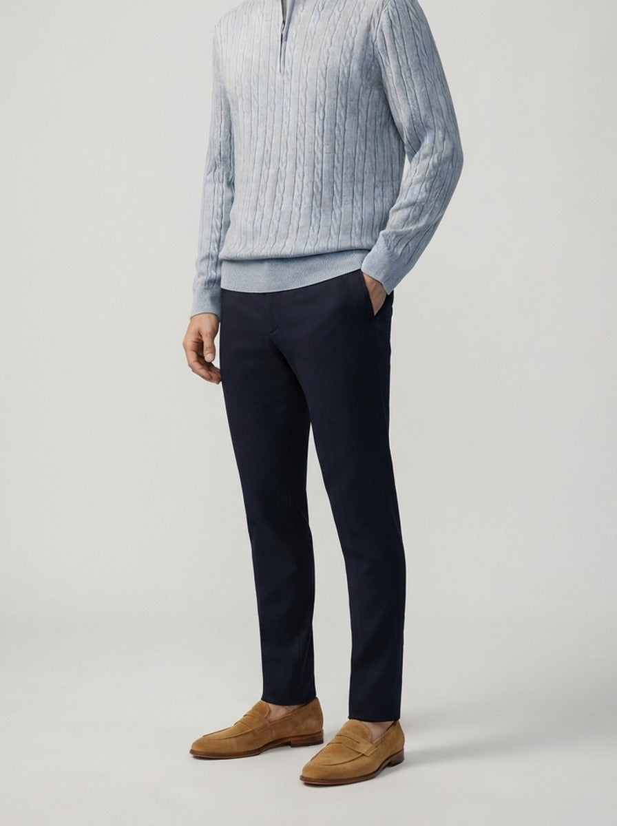 Men's Autumn Cable Knit Half Zip Jumper with Mock Collar