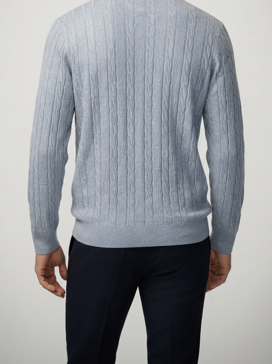 Men's Autumn Cable Knit Half Zip Jumper with Mock Collar