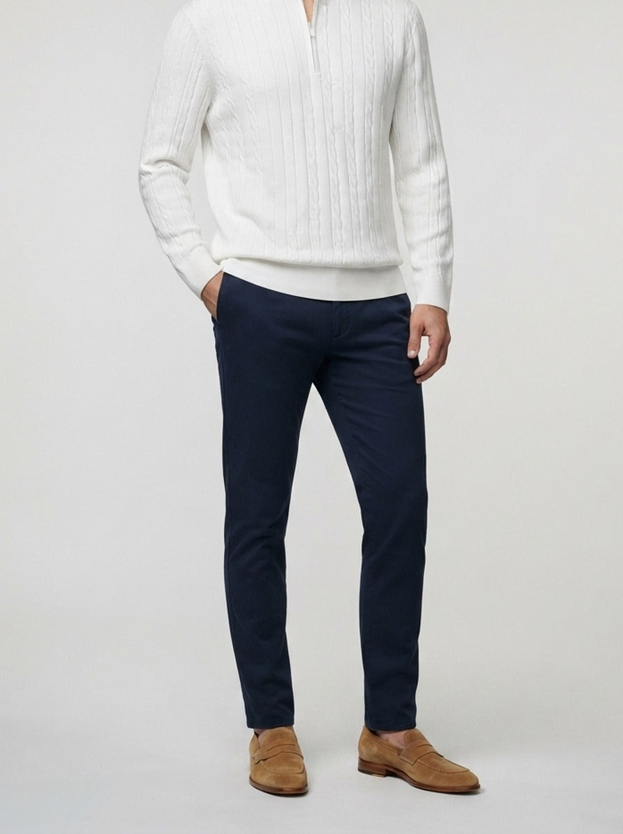 Men's Autumn Cable Knit Half Zip Jumper with Mock Collar