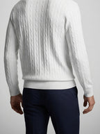 Men's Autumn Cable Knit Half Zip Jumper with Mock Collar