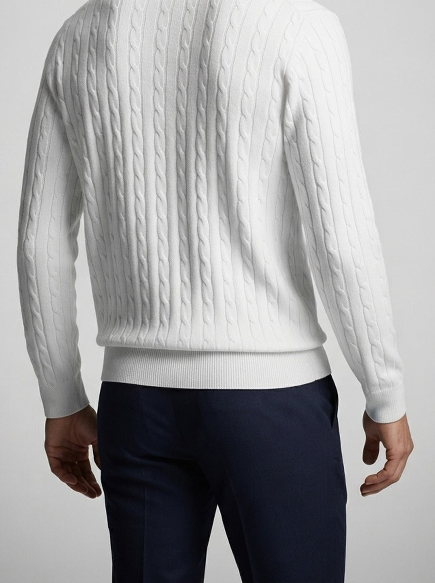 Men's Autumn Cable Knit Half Zip Jumper with Mock Collar