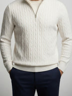 Men's Autumn Cable Knit Half Zip Jumper with Mock Collar
