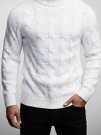Men's Autumn Cable Knit Roll Neck Jumper