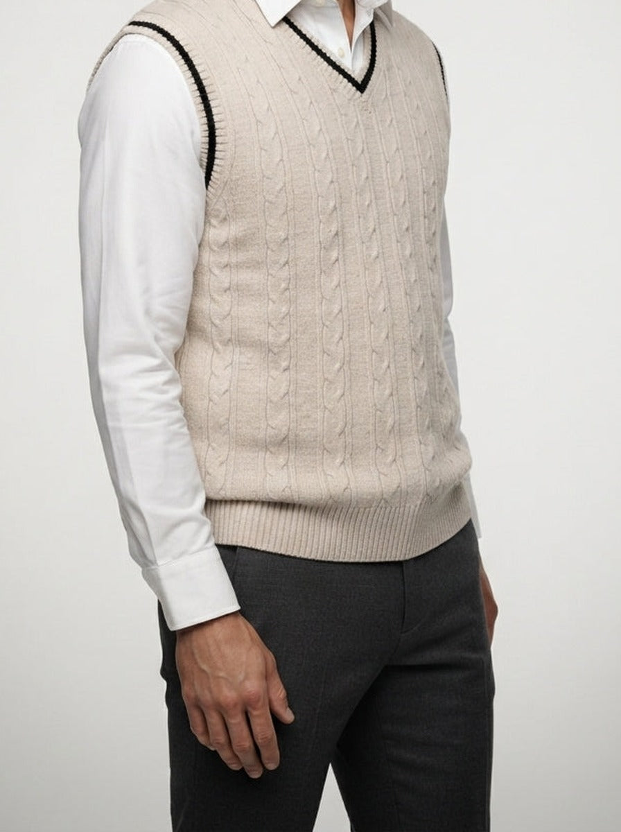 Men's Autumn Cable Knit Sleeveless Jumper Vest
