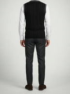 Men's Autumn Cable Knit Sleeveless Jumper Vest with V-Neck