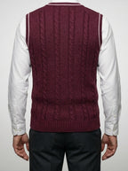 Men's Autumn Cable Knit Sleeveless Jumper Vest with V-Neck