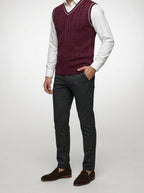 Men's Autumn Cable Knit Sleeveless Jumper Vest with V-Neck