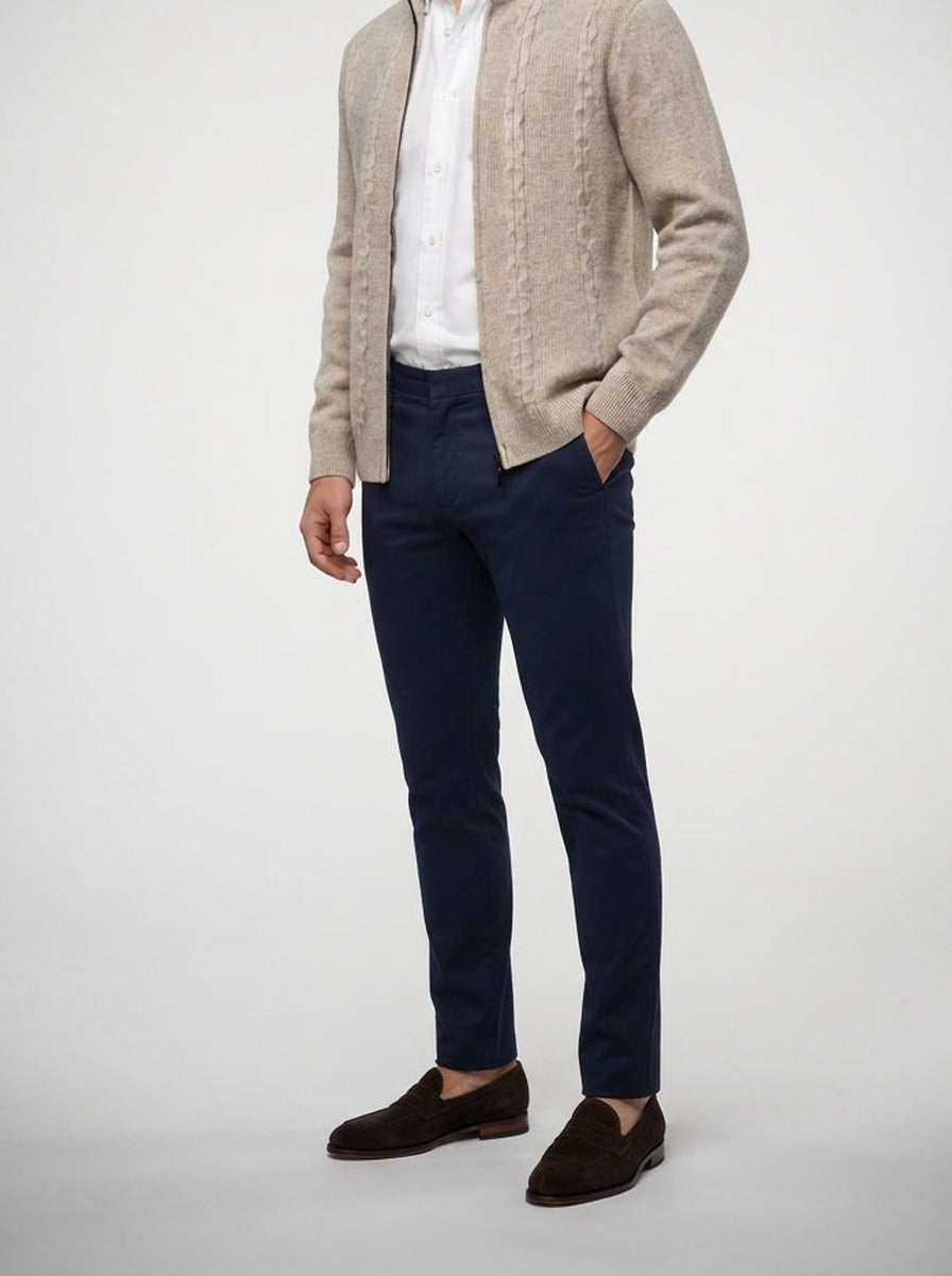 Men's Autumn Cable Knit Zip-Up Cardigan