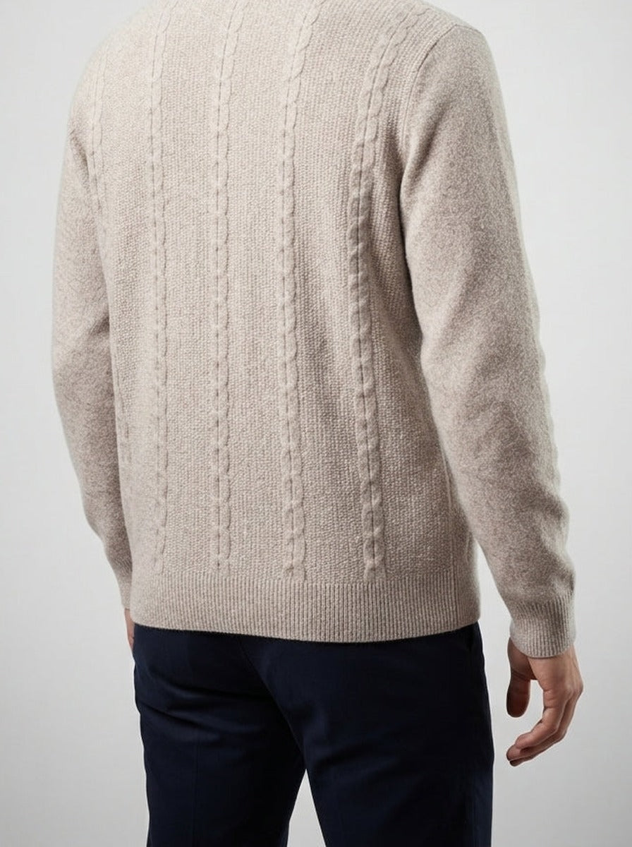 Men's Autumn Cable Knit Zip-Up Cardigan