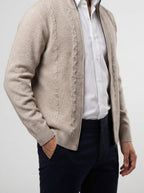Men's Autumn Cable Knit Zip-Up Cardigan