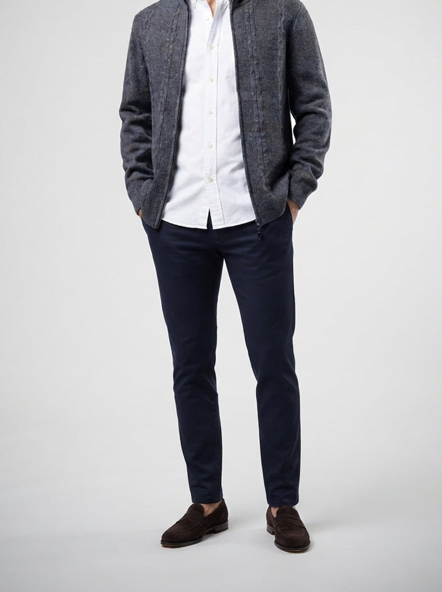 Men's Autumn Cable Knit Zip-Up Cardigan