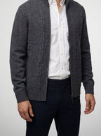 Men's Autumn Cable Knit Zip-Up Cardigan