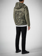 Men's Autumn Camo Hooded Windbreaker Jacket with Contrast Panels