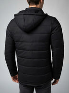 Men's Autumn Channel Quilted Puffer Jacket with Hood