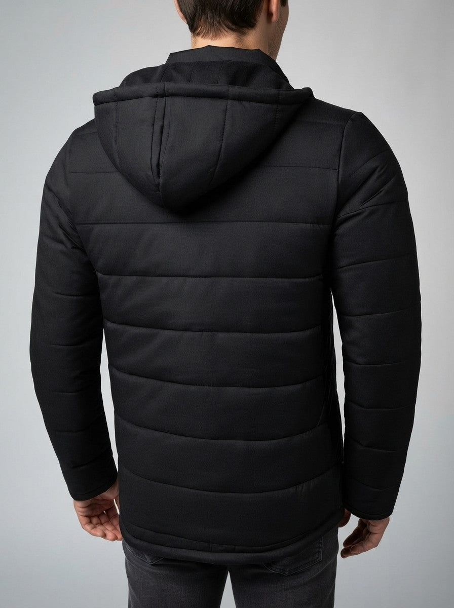 Men's Autumn Channel Quilted Puffer Jacket with Hood
