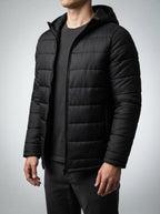 Men's Autumn Channel Quilted Puffer Jacket with Hood