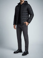 Men's Autumn Channel Quilted Puffer Jacket with Hood