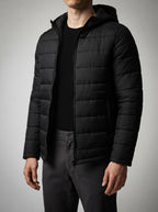 Men's Autumn Channel Quilted Puffer Jacket with Hood