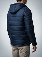 Men's Autumn Channel Quilted Puffer Jacket with Hood