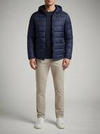 Men's Autumn Channel Quilted Puffer Jacket with Hood