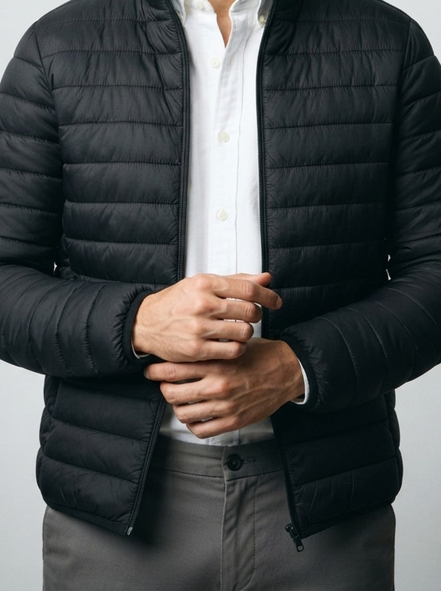 Men's Autumn Channel Quilted Zip-Up Puffer Jacket