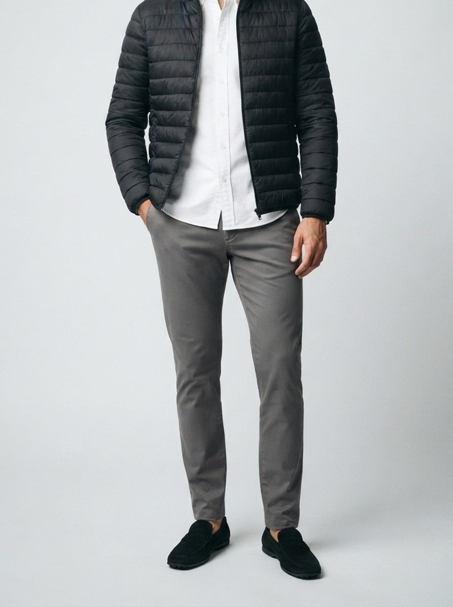 Men's Autumn Channel Quilted Zip-Up Puffer Jacket