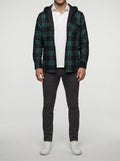 Men's Autumn Check Cotton Overshirt with Detachable Hood